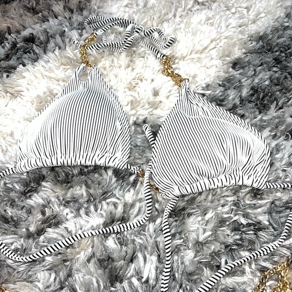 White and Gold Chain 2 Piece Bathing Suit - Picture 5 of 6